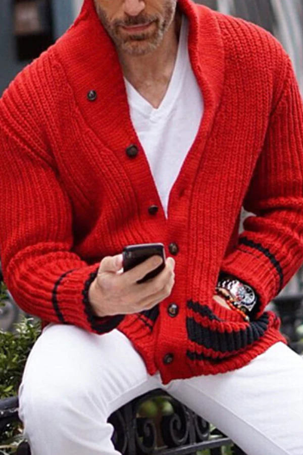 Men's Leisure Comfort Half-high Collar Sweater Button Jacket