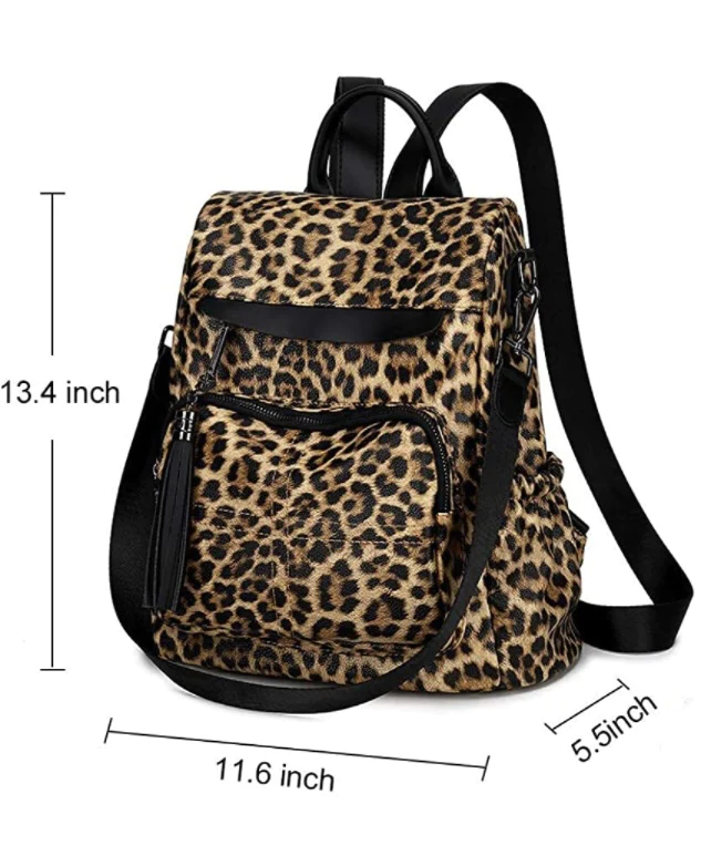 Large Leopard Backpack With Pouch