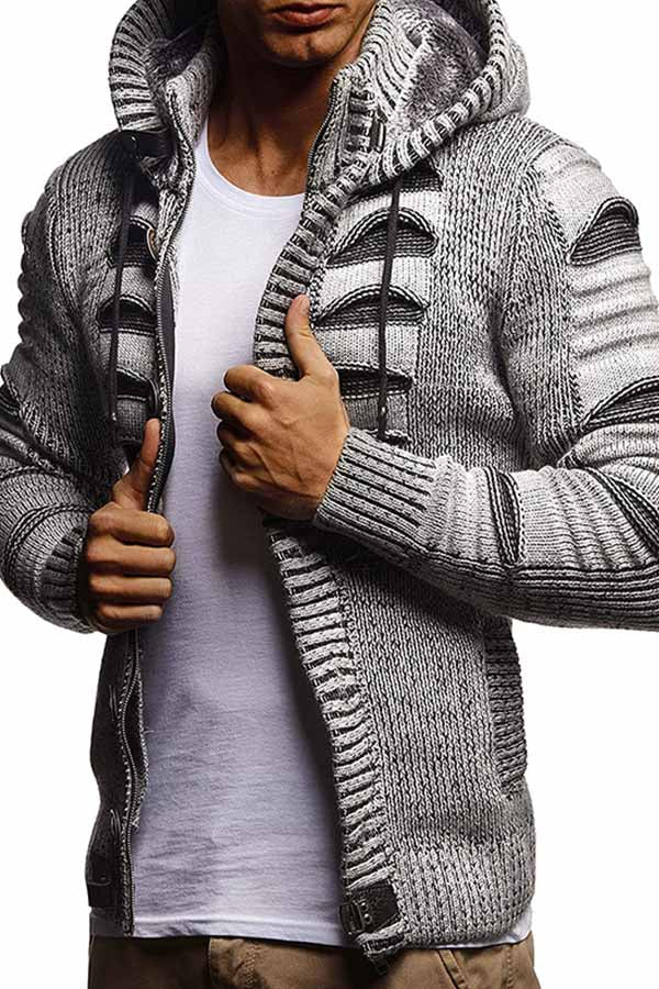 Men's Hooded Knit Cardigan Jacket