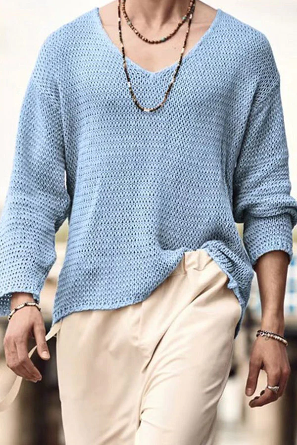 V neck casual men's sweater