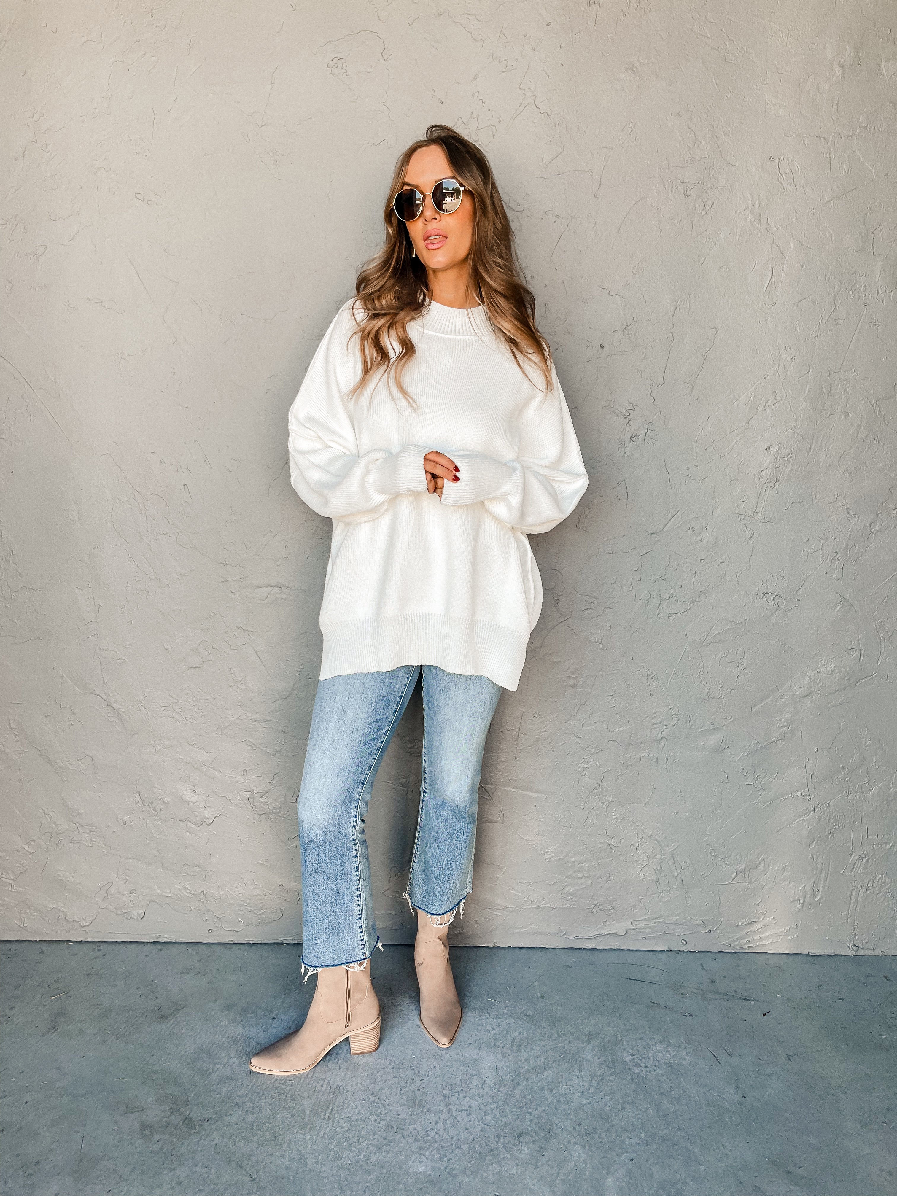 Cozy And Kind Oversized Sweater-White