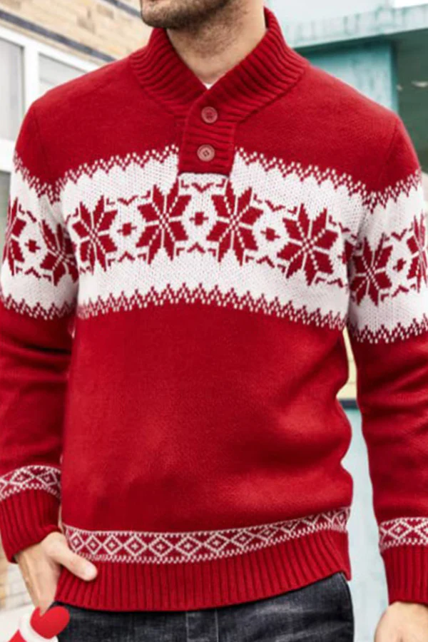 men's long sleeve christmas jacquard knitted sweater