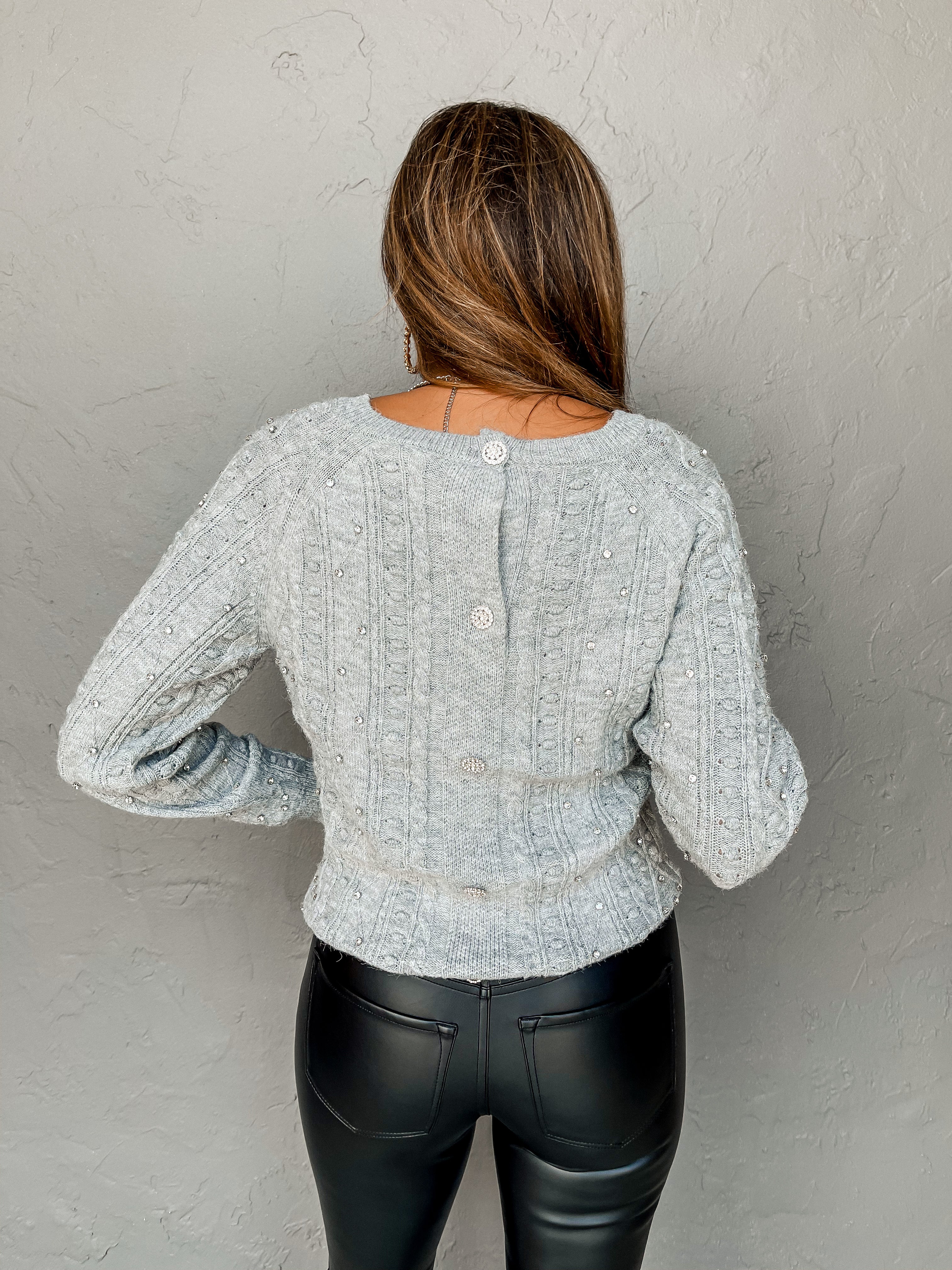 [Another Love] Carlotta Embellished Sweater-Marled Dark Gray
