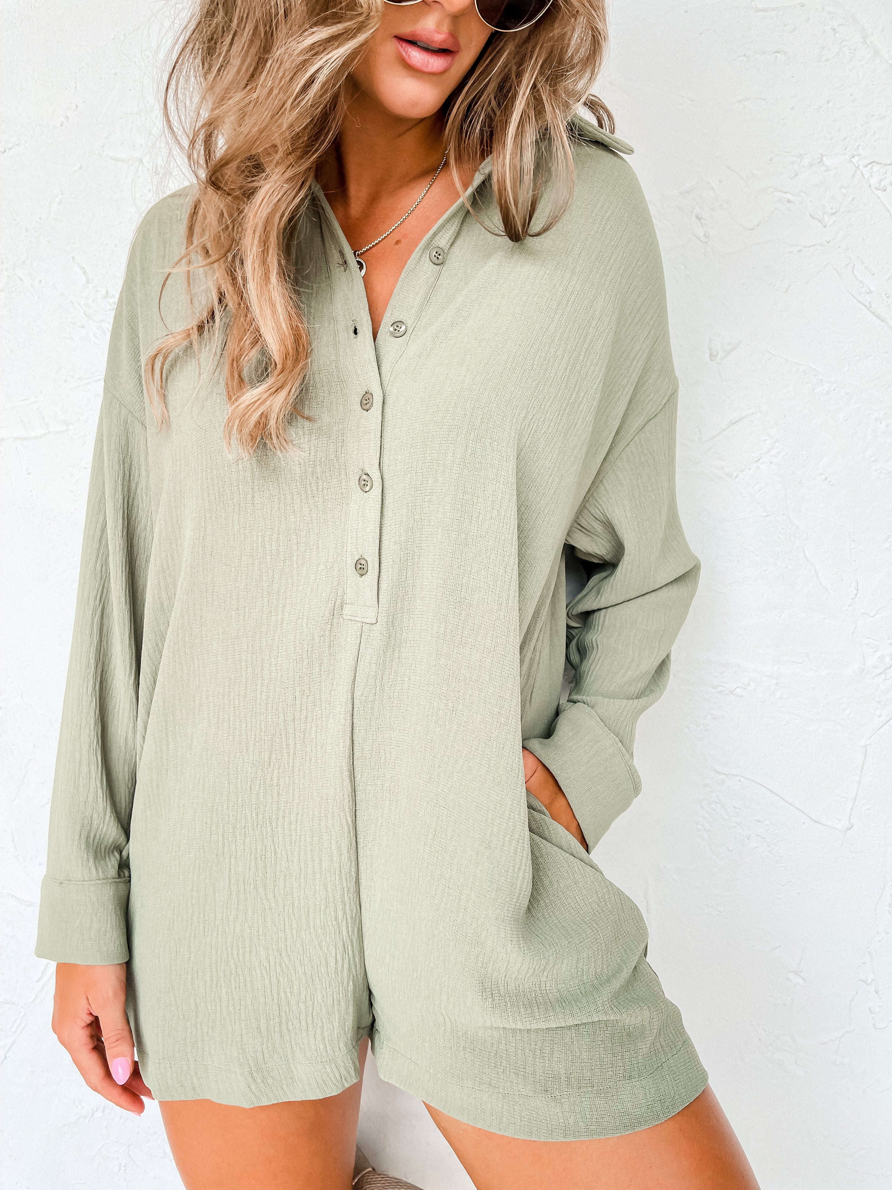 Comes And Goes Button Front Romper