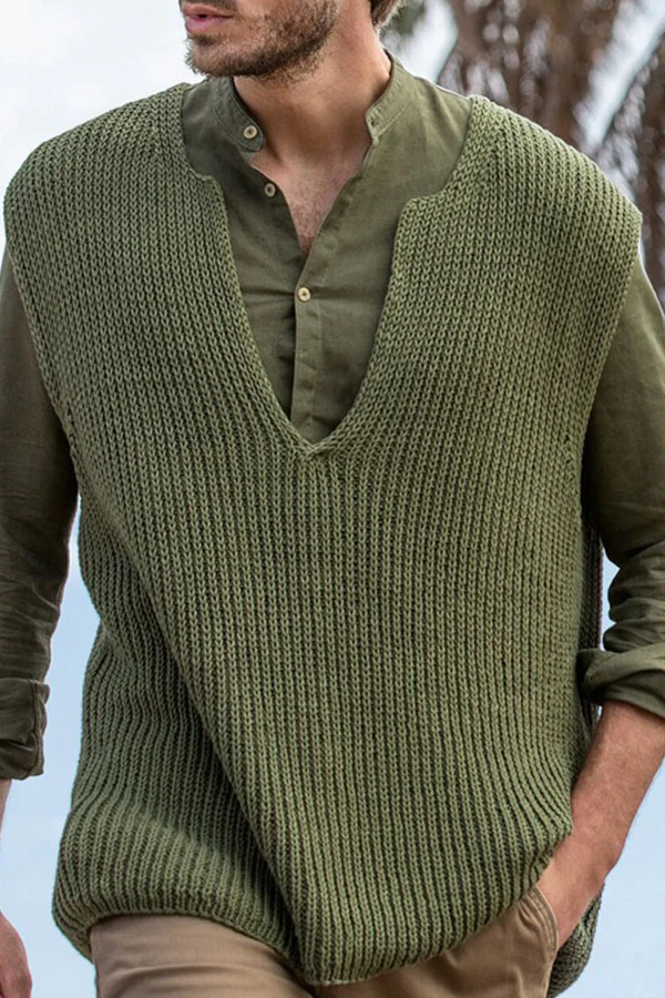 Men's Sleeveless Loose Knit Vest
