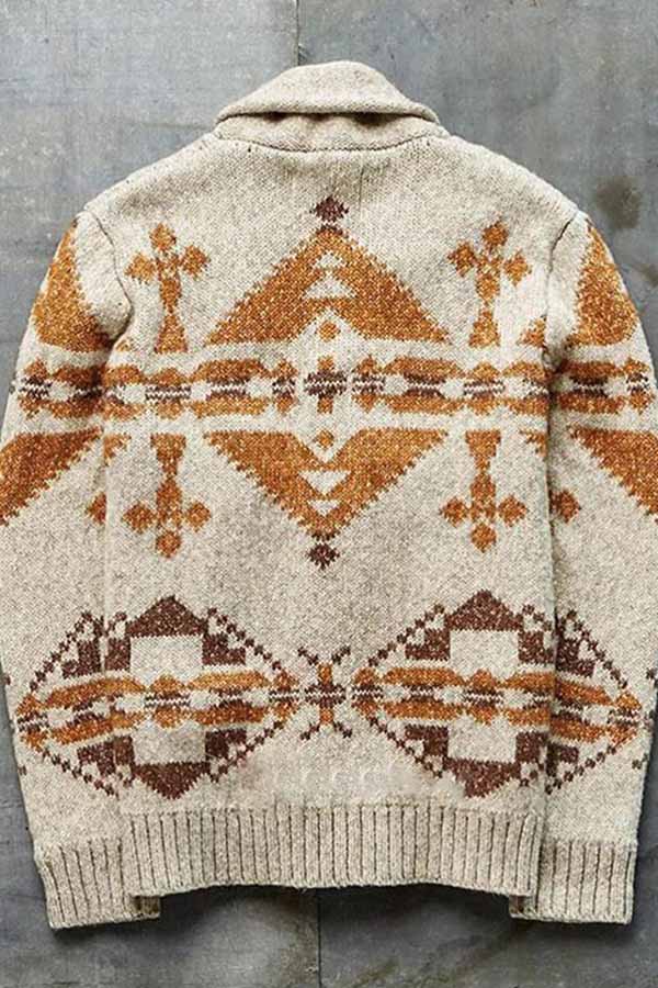 Men's Fashion Jacquard Sweater Long-sleeved Jacket