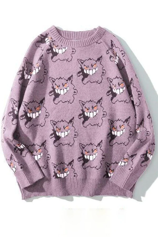 Men's Cartoon Devil Jacquard Pullover Sweater