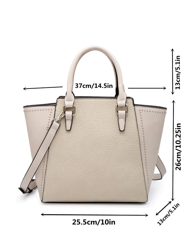 Beige Tote Bag W/ Adjustable Strap