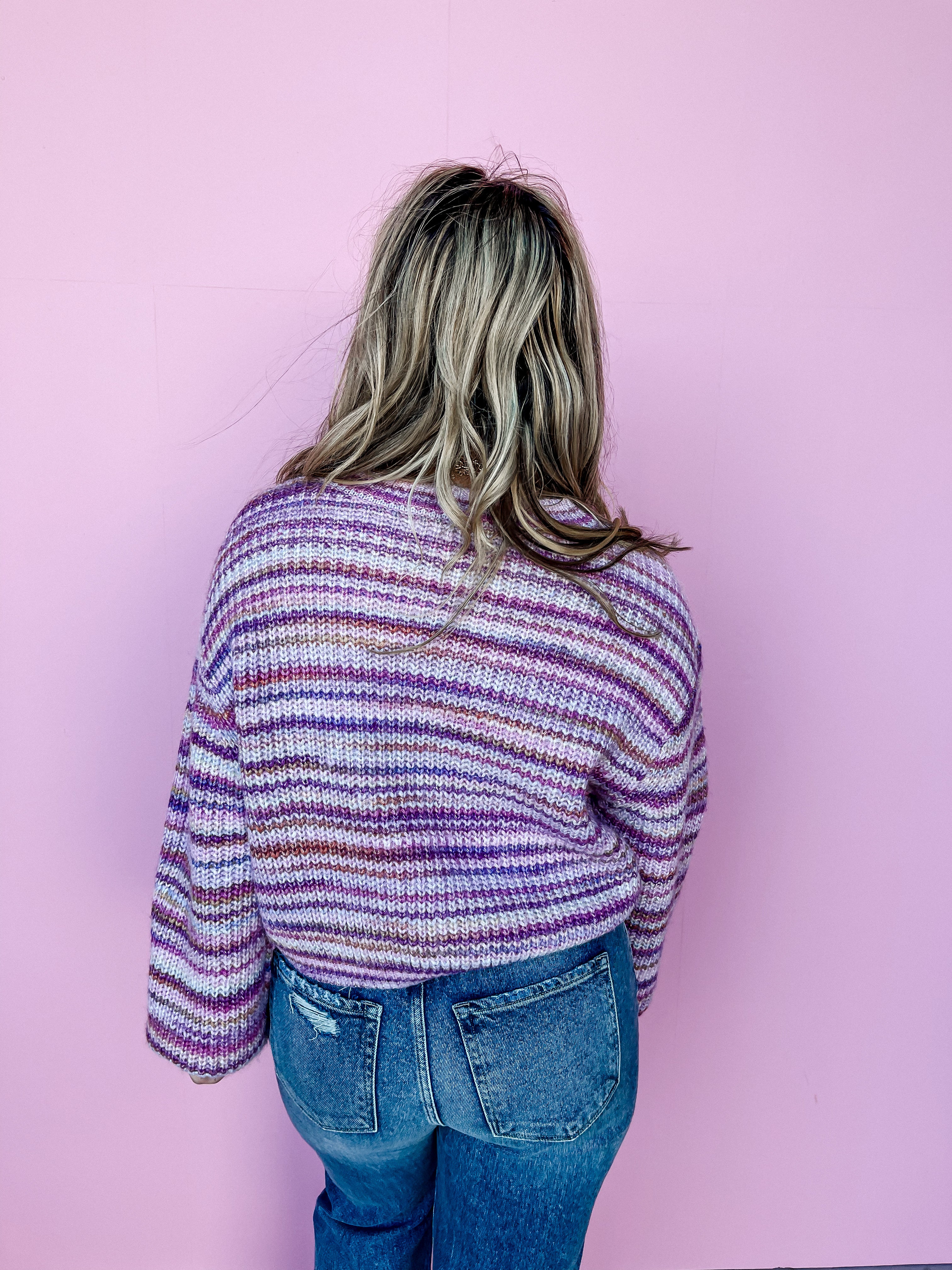 [Z Supply] Prism Metallic Stripe Sweater-Magenta Punch