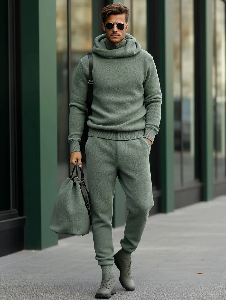 Winter Men's Scarf Collar Luxury Thick Sweater