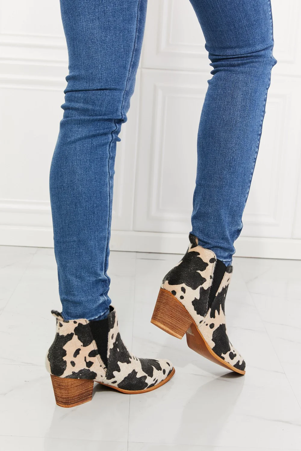 MMShoes Back At It Point Toe Bootie in Beige Cow Print