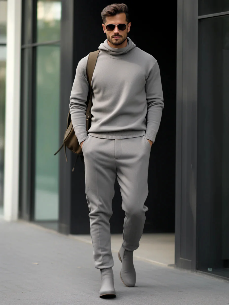 Winter Men's Scarf Collar Luxury Thick Sweater