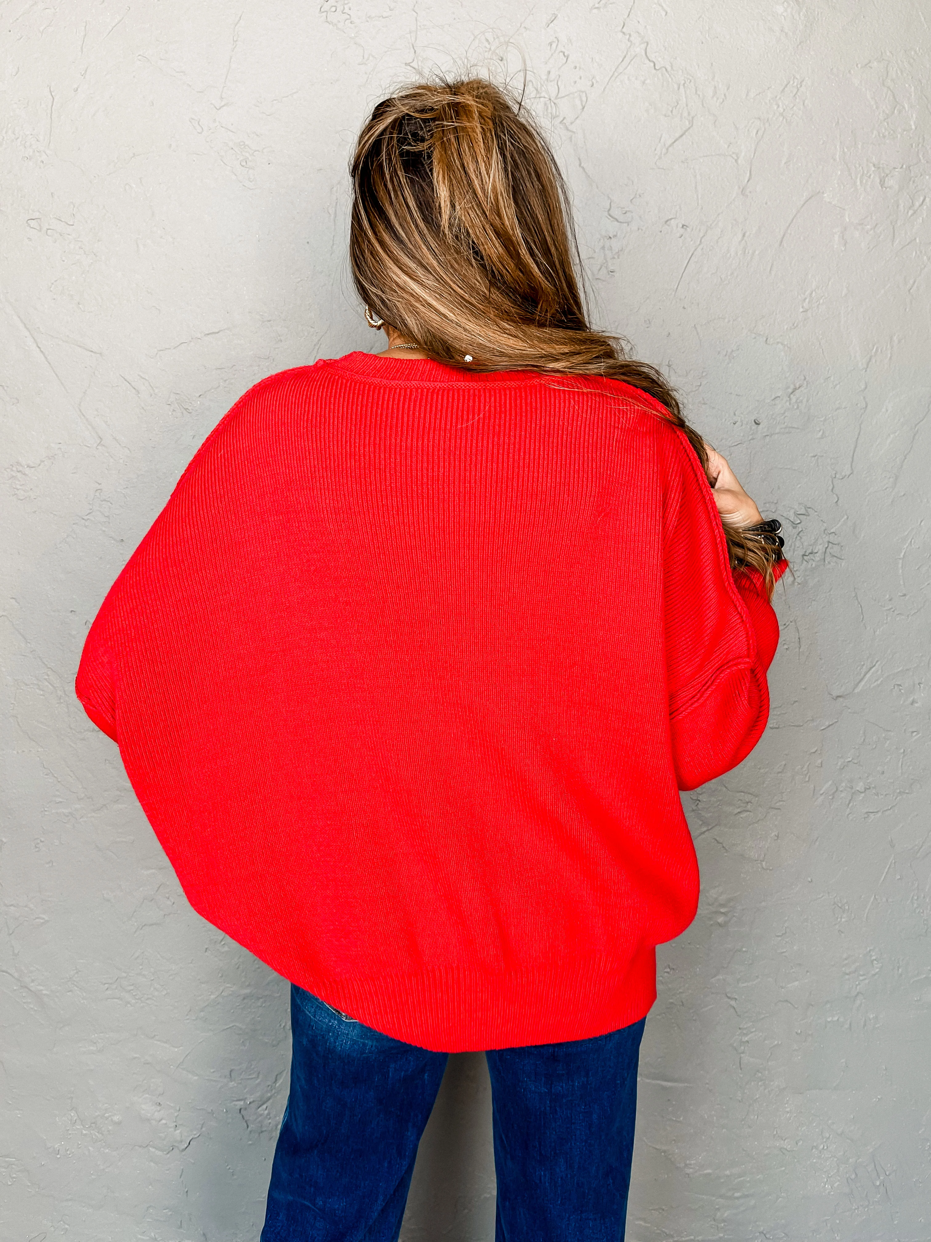 So It Seems Oversized Sweater-Red