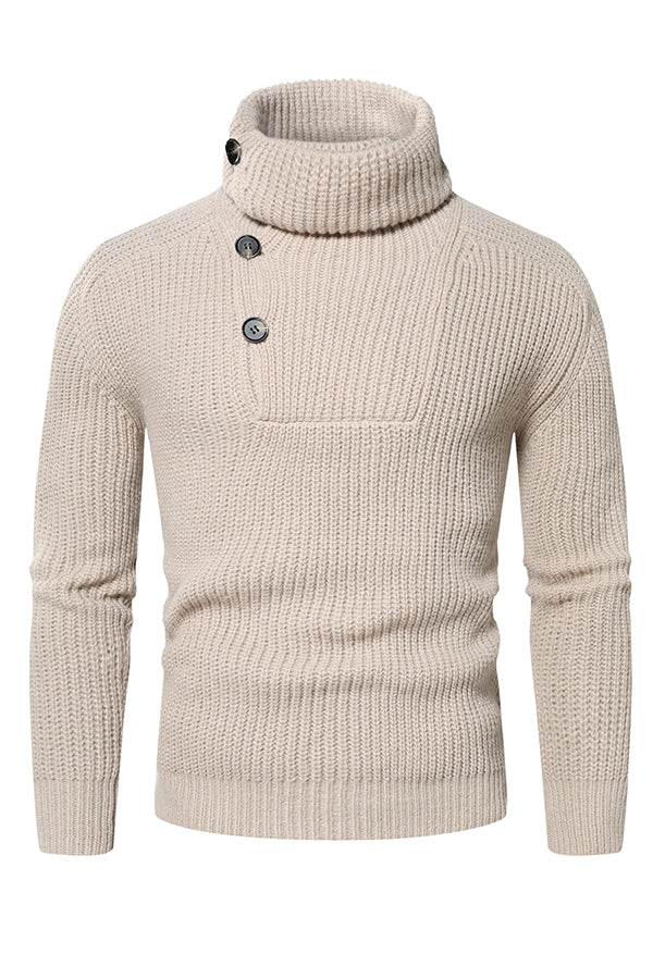 Men Turtleneck Button Front Sweater