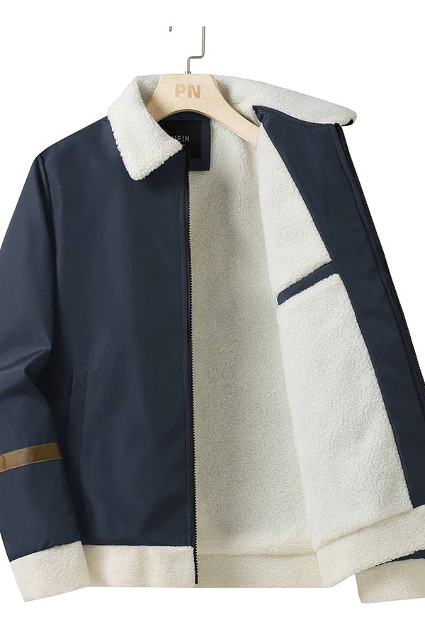 Men Teddy Lined Zipper Coat