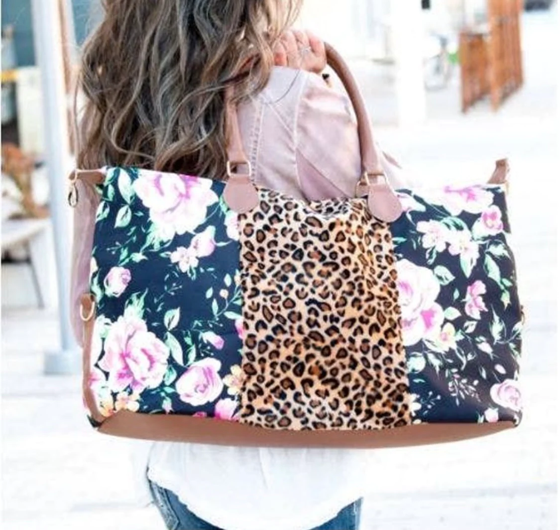 Floral Cheetah Weekender Bag