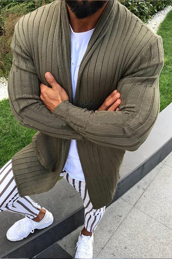 Men's Long-sleeved Cardigan Lapel Sweater Top