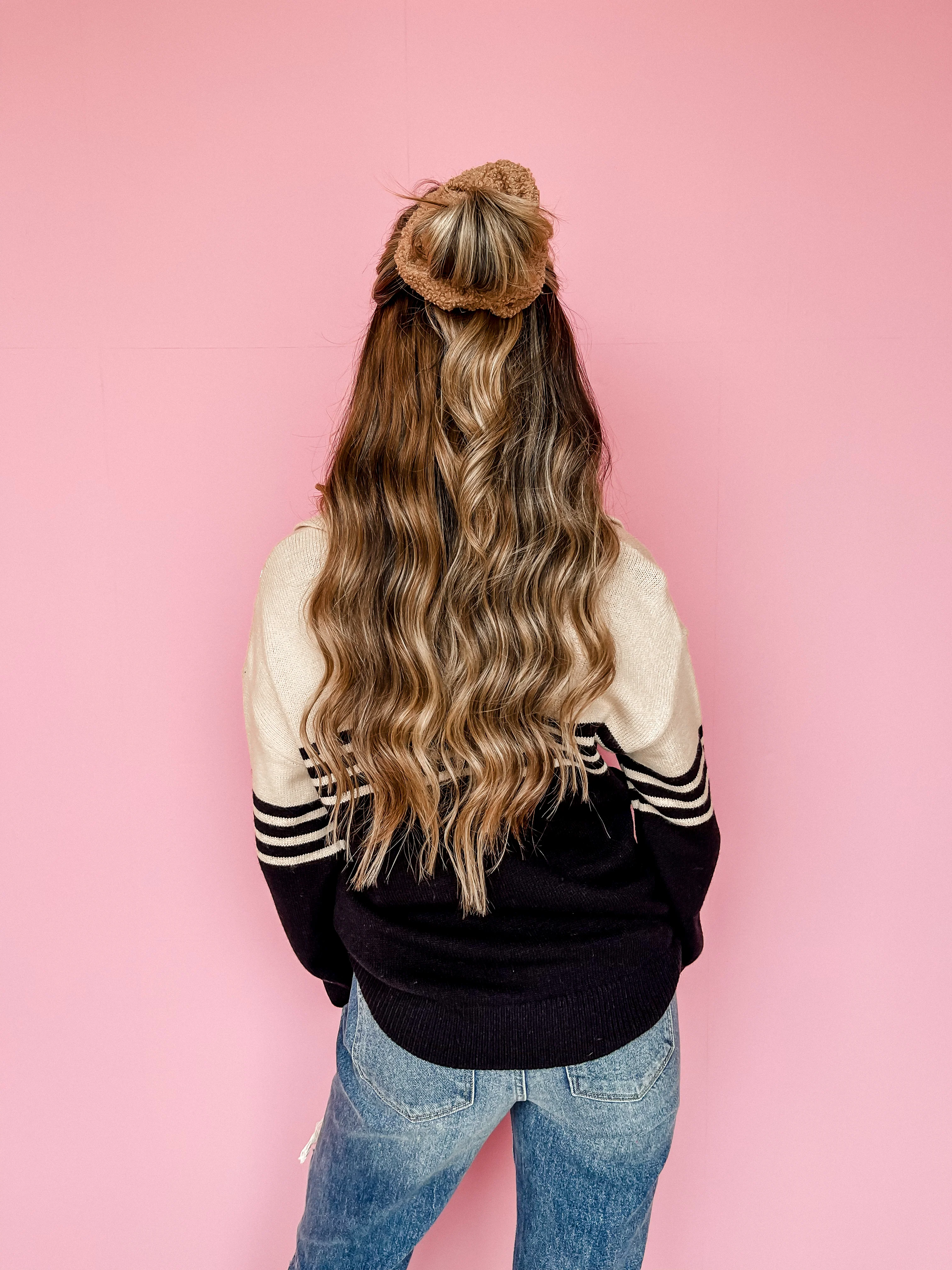 Winning Attitude Notched Collar Sweater