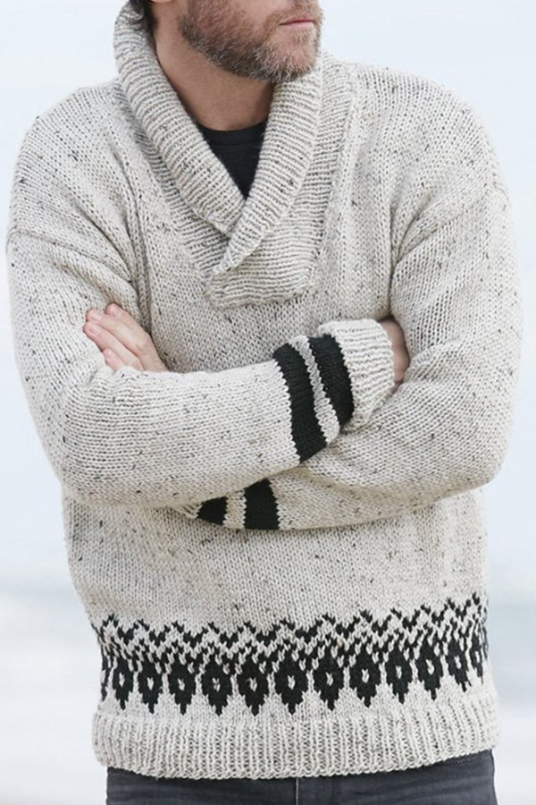 Men's Pullover Lapel Long Sleeve Sweater