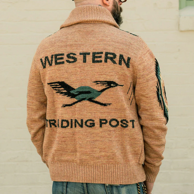 Lapel-collar Jacquard-knit Sweater