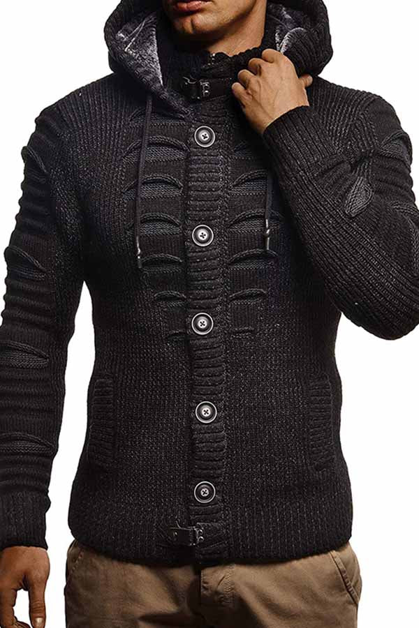 Men's Hooded Knit Cardigan Jacket