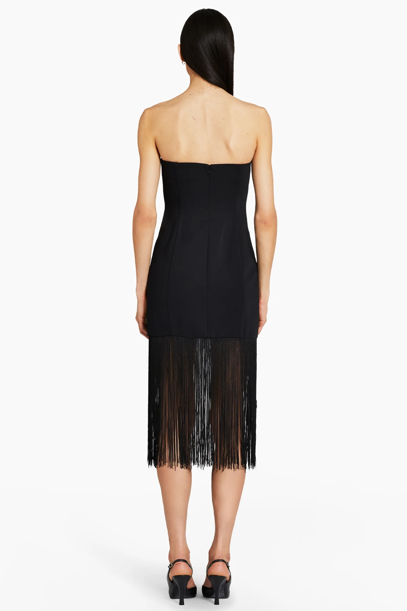Strapless Puzzle Dress with Fringe