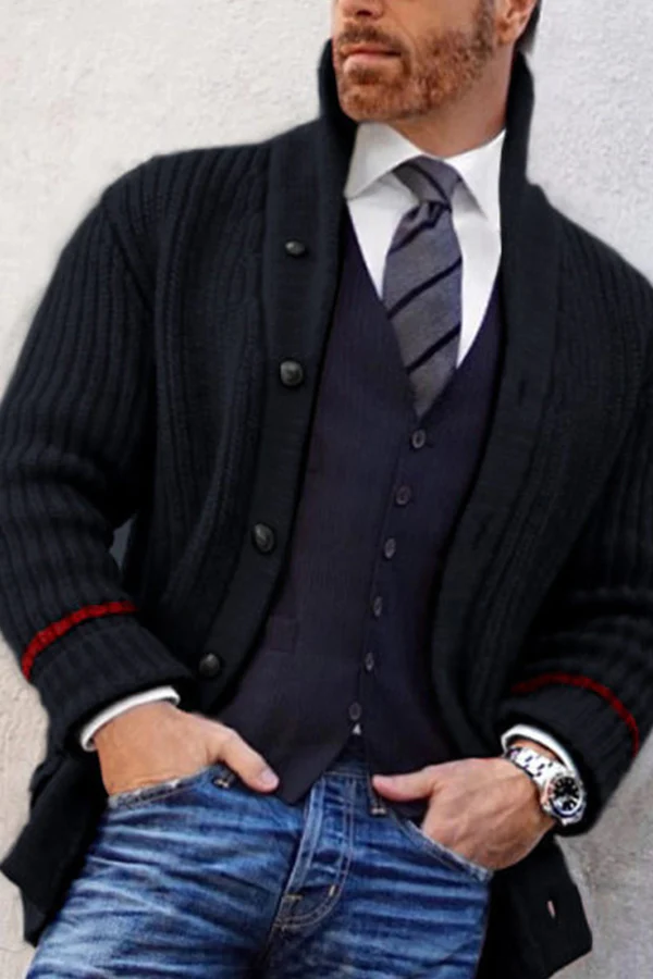 Men's Leisure Comfort Half-high Collar Sweater Button Jacket