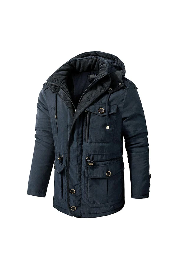 multi-pocket hooded cotton jacket