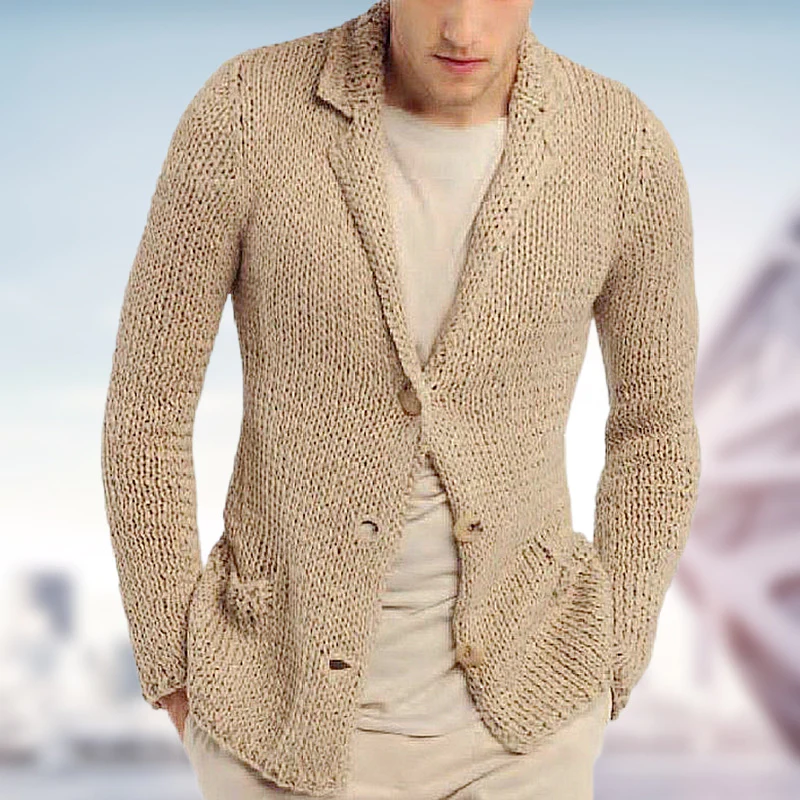 fashionable suit collar cardigan sweater