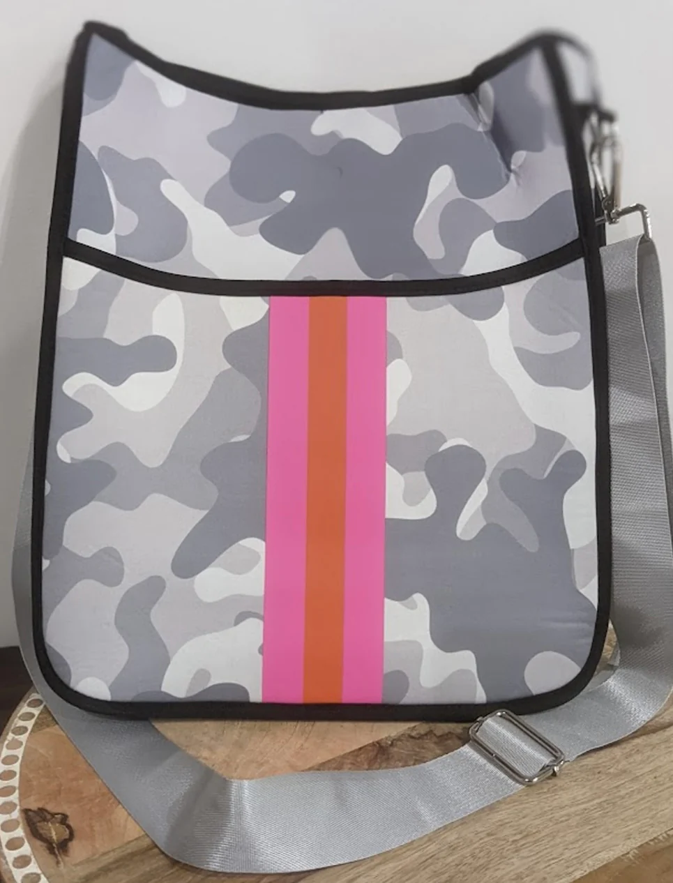 Gray Camo Neoprene Crossbody