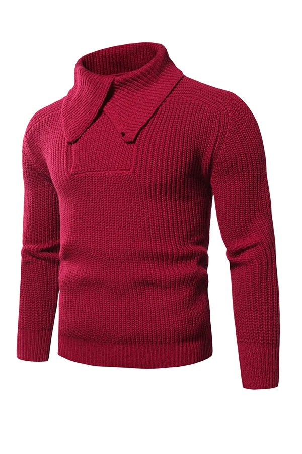 Men Turtleneck Button Front Sweater