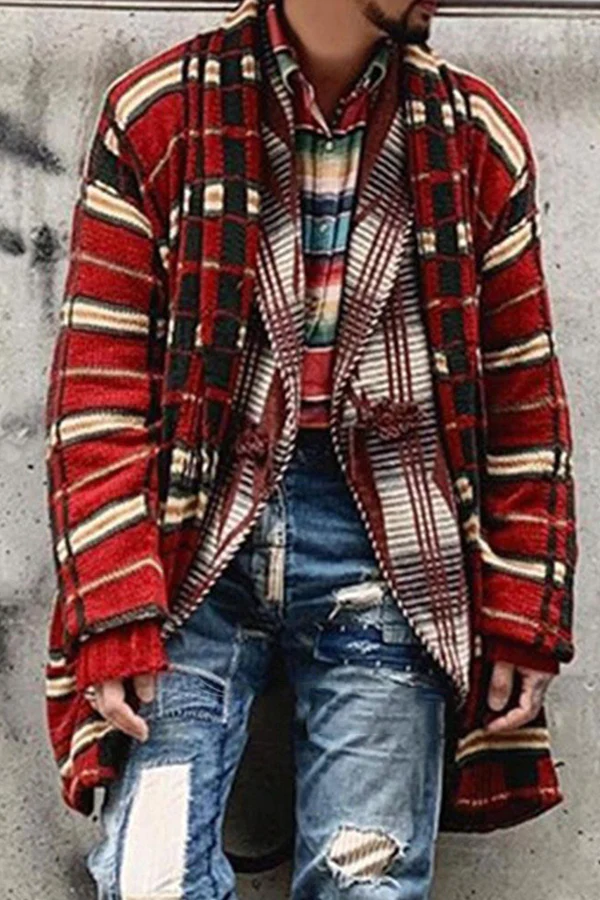Fashion Check Knit Cardigan