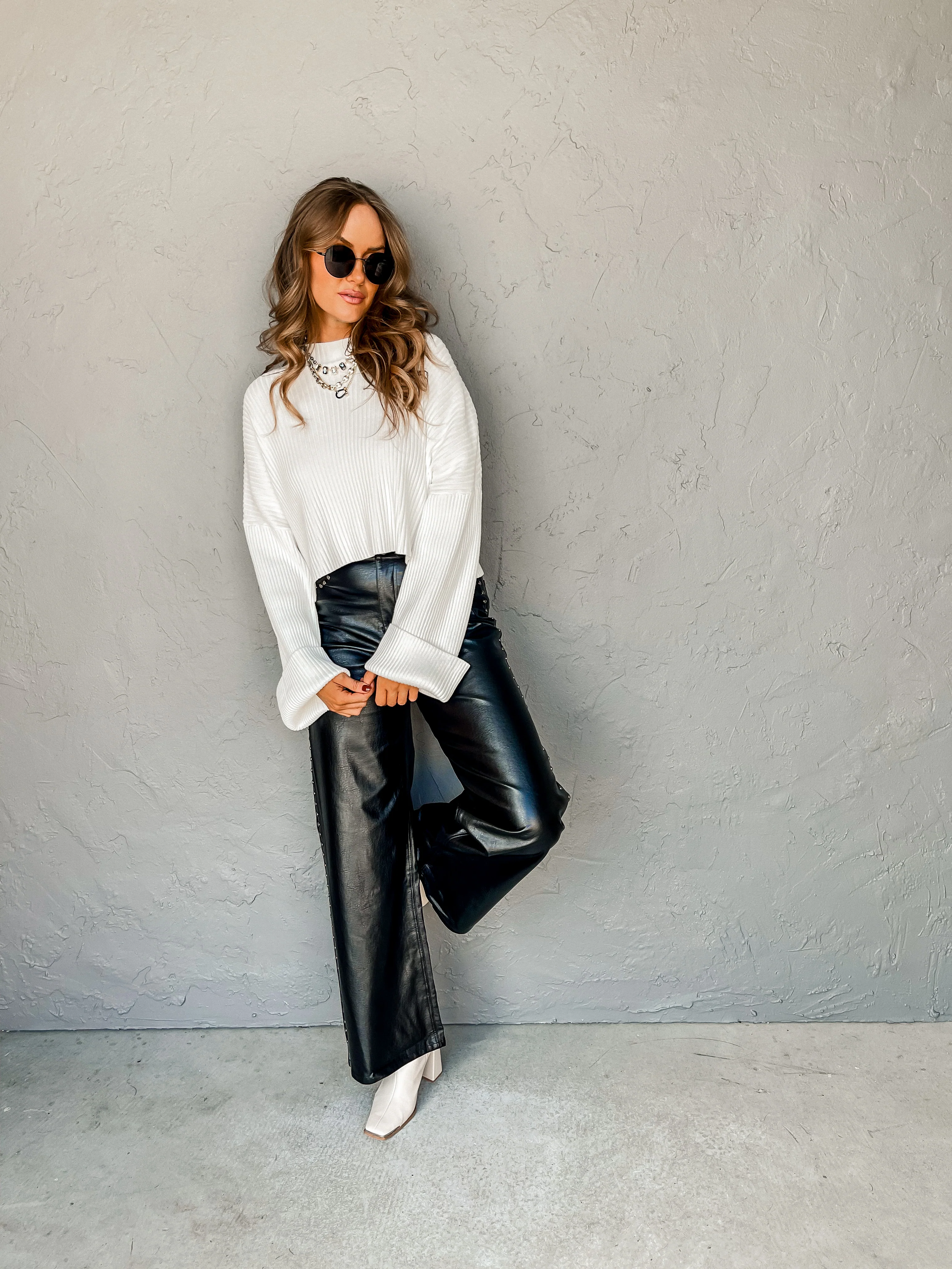 Timeless Ribbed Mock Neck Sweater-Ivory