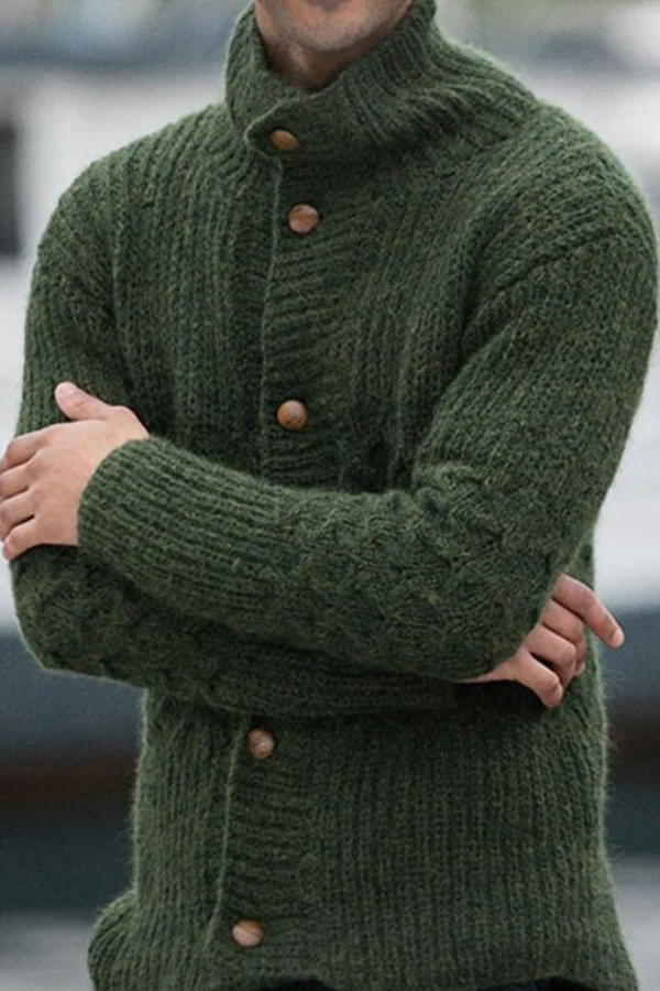 Men's Long Sleeve Turtleneck Cardigan