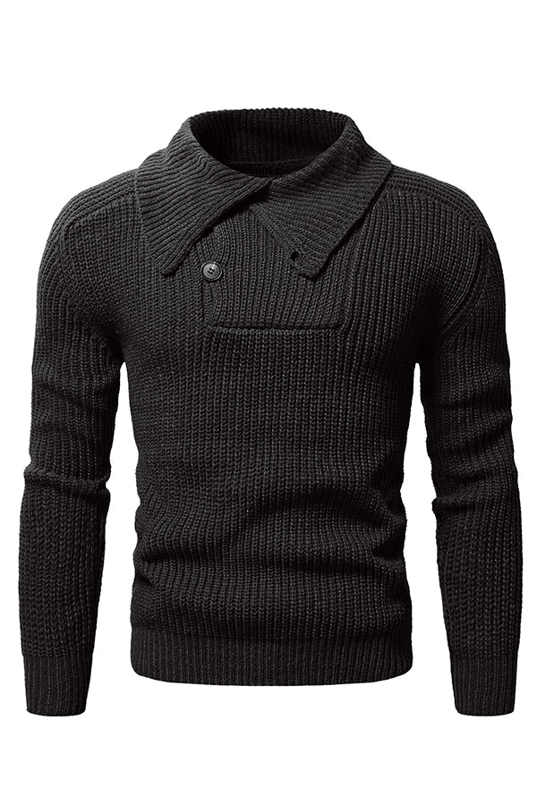 Men Turtleneck Button Front Sweater