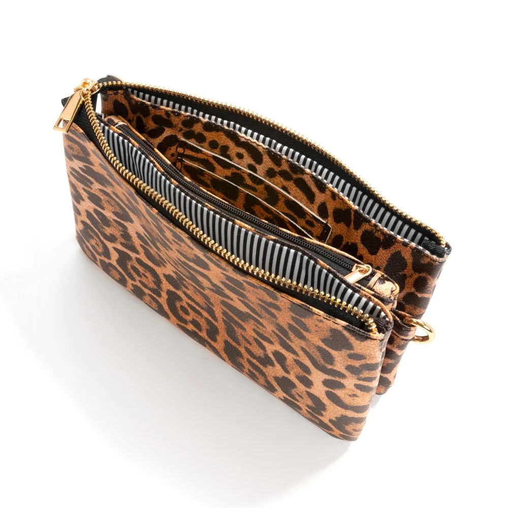 Faux Leather Animal Print Crossbody Purse