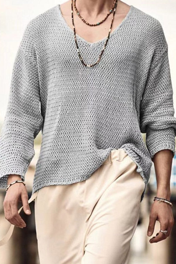 V neck casual men's sweater