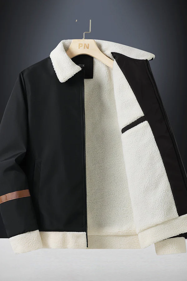 Men Teddy Lined Zipper Coat