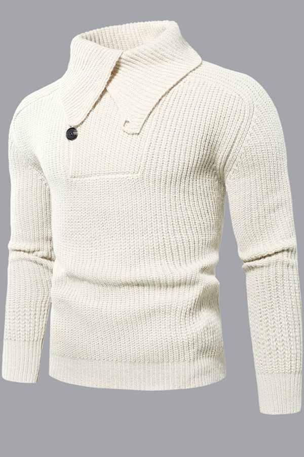 Men Turtleneck Button Front Sweater