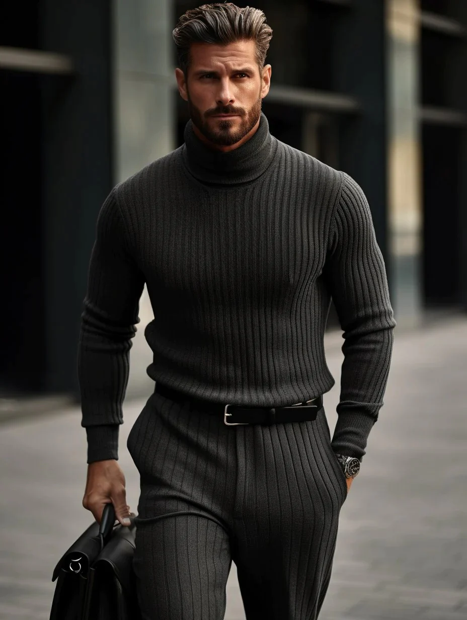 Winter Men's Black Luxury Thick Knitted