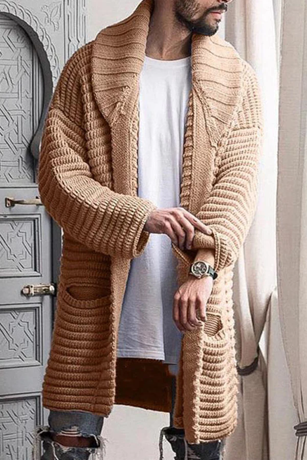 Men's Striped Pocket Knitted Cardigan