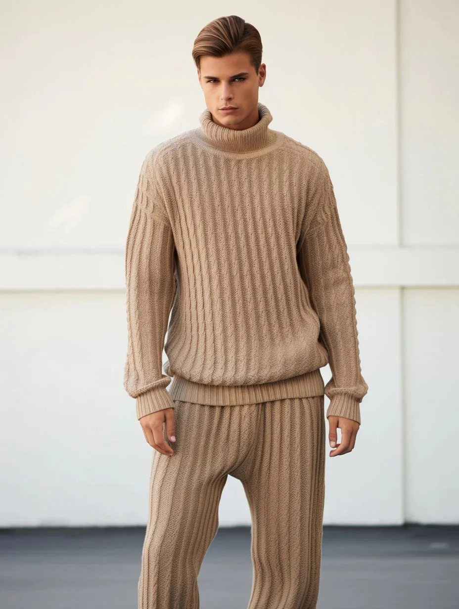 Men's Brown Oversized Thick Knitted