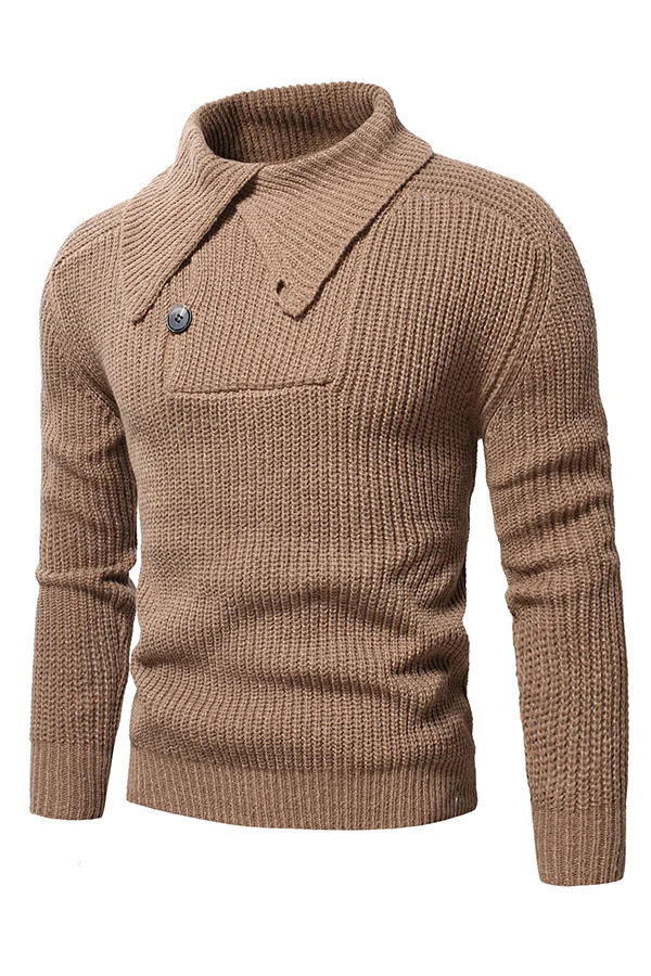 Men Turtleneck Button Front Sweater