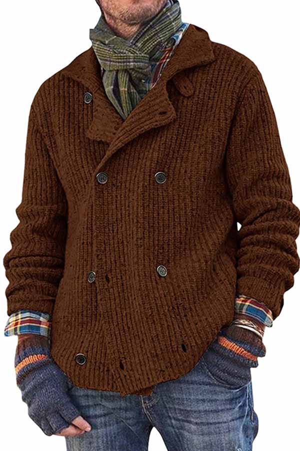 Men's Stand-up Collar Double Breasted Jacket