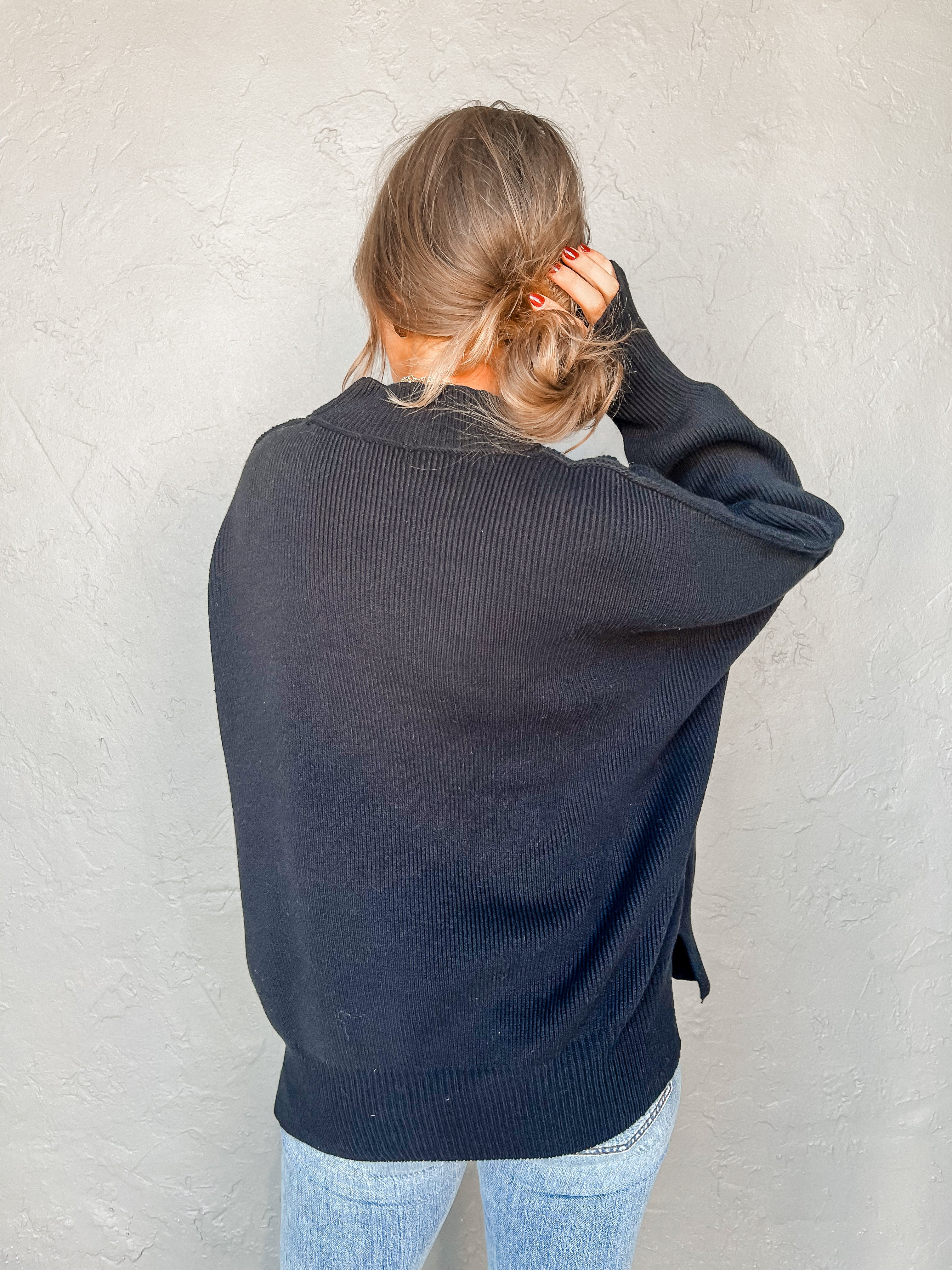 Cozy And Kind Oversized Sweater-Black