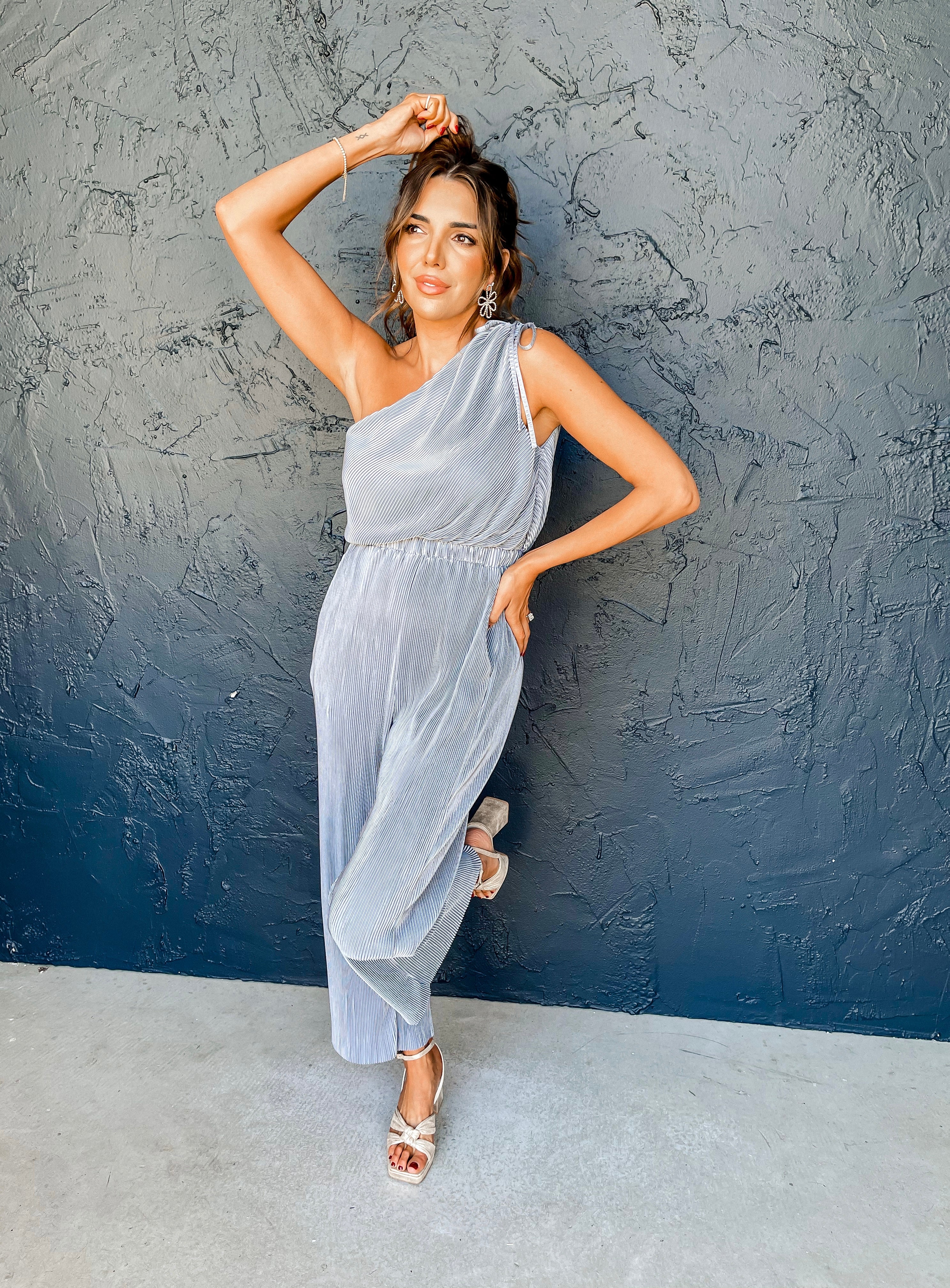 Date Night Asymmetric Pleated Jumpsuit