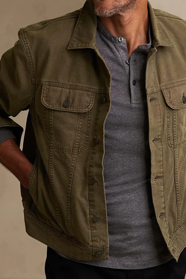 MEN'S VINTAGE CLASSIC LAPEL SINGLE BREASTED LONG SLEEVE DENIM JACKET