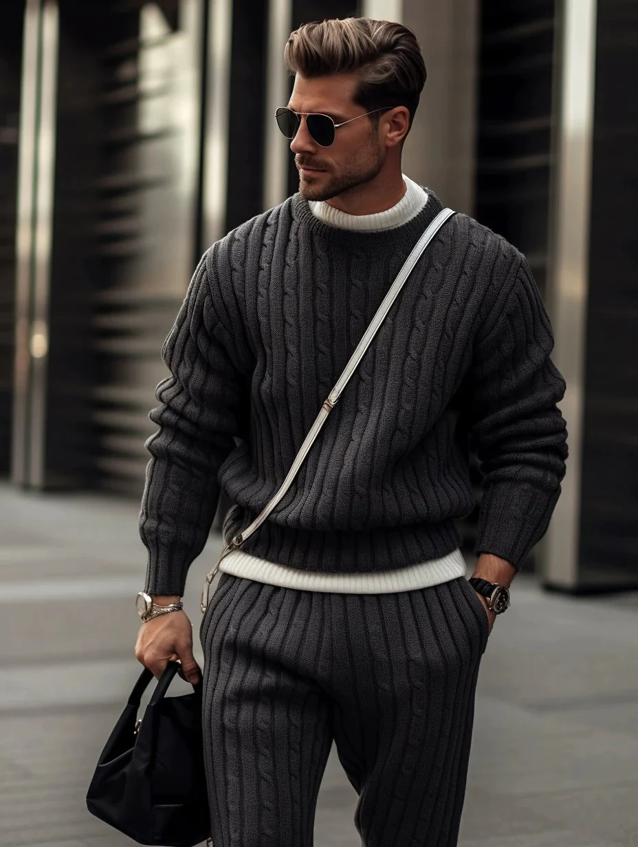 Winter Men's Black Thick Knitted