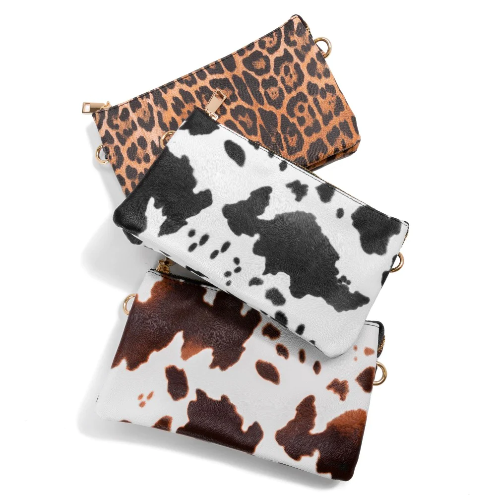 Faux Leather Animal Print Crossbody Purse