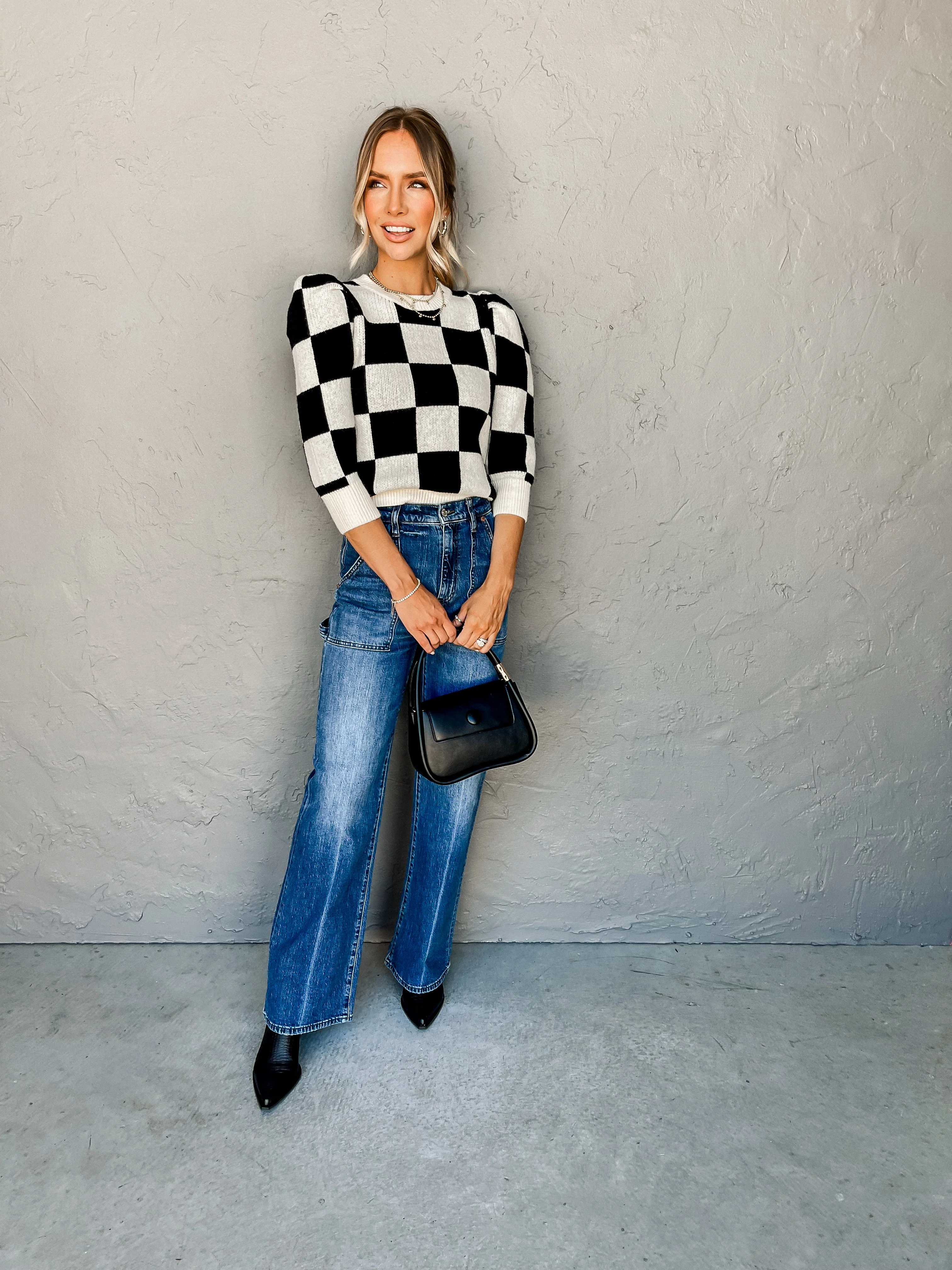 The Space Between Checkered Sweater